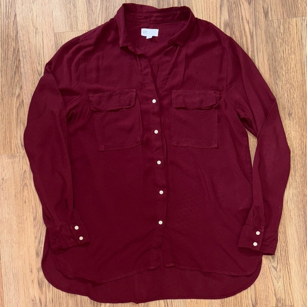 GAP Burgundy Boyfriend Fit Shirt. Soft and flowy. Size large